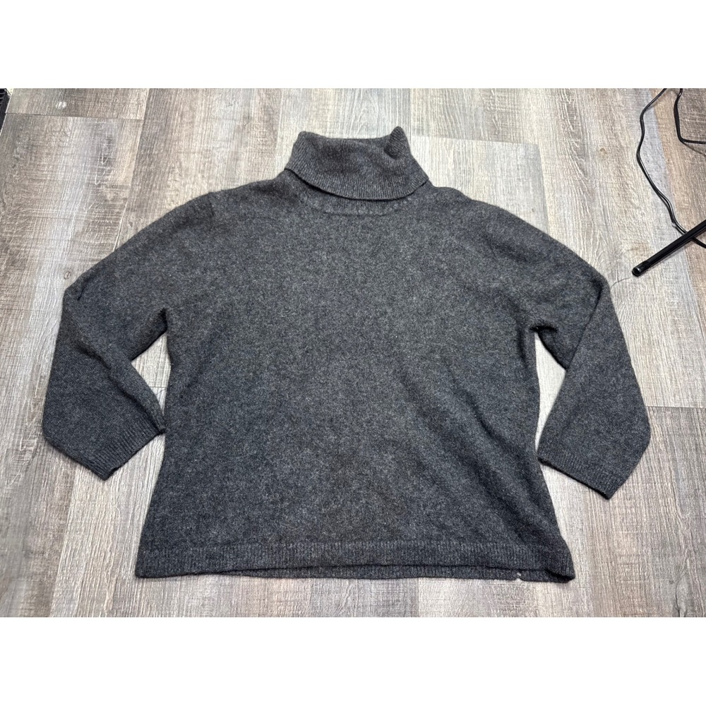 Ann Taylor Cashmere Turtleneck Sweater Charcoal Gray 100% Two-Ply Size M